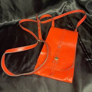 Hobo orange genuine leather wallet / cell phone crossbody bag. Used.